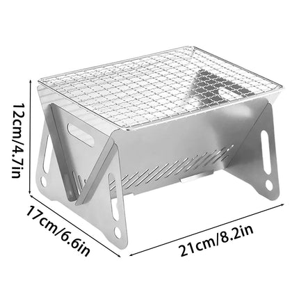 Camping Mini BBQ Grill Portable Charcoal Barbecue Grill Stainless Steel Camping