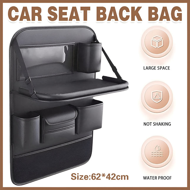Backrest Storage Organizer Bag with Foldable Table for Vehicle Travel and Daily Use