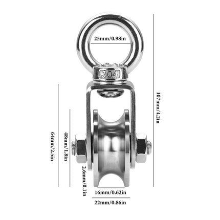 Stainless Steel Pulley Wheel Lifting Ring Wire Rope Roller For Hoist Rail
