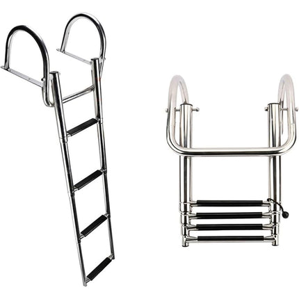 Marine Folding Ladder Yacht Telescopic Step Ladder with Arched Handrail for Boat