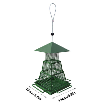 Metal Bird Feeder Outdoor Hanging Garden Wild Bird Gazebo Roof Retractable Wire