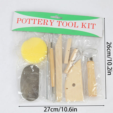 8 Pcs Pottery Sculpting Carving Tool Set with Grey and Yellow Bag