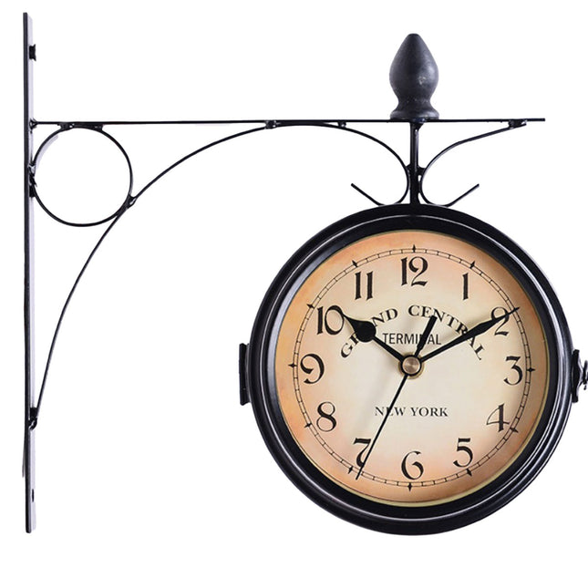 Vintage Outdoor Bracket Clock Garden Station Wall Clock Double Sided Clock