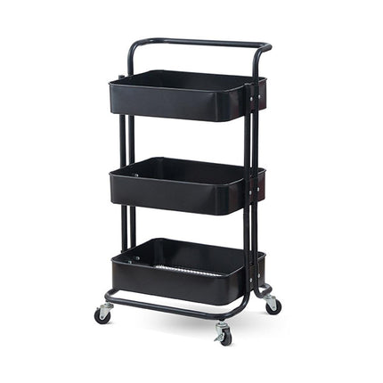 3Tier Trolley Shelf Organiser with Wheels Removable Storage Cart for Home Office