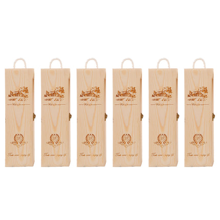 6pcs Red Wine Wooden Gift Box Packaging Storage Box for Wine Bottle Gifts