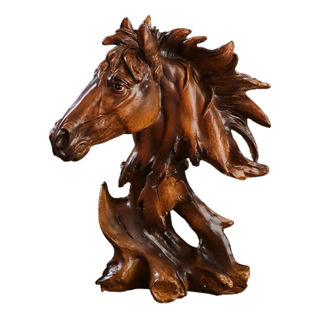 Horse Head Animal Figurine for Office Decoration Realistic Resin Craft for Home