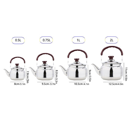 Stainless Steel Whistling Kettle Anti Scald Handle Gas Electric Stove 0.5L 1L 2L