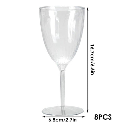 8pcs 210ml Plastic Twill Wine Glass Transparent Tall Drinking Cup for Party Bar