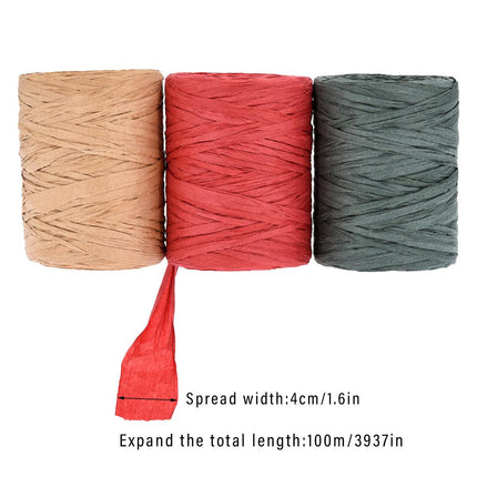 3 Rolls Raffia Paper Rope Gift Wrapping String Decorative Tie for Crafts Packing