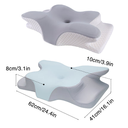 Memory Foam Neck Pillow Butterfly Contour Bolster 62 x 41cm Blue or Grey