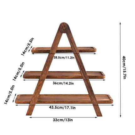 3 Layer Wooden Tray Display Rack Dinner Plate Holder Stand Storage Shelf for Home