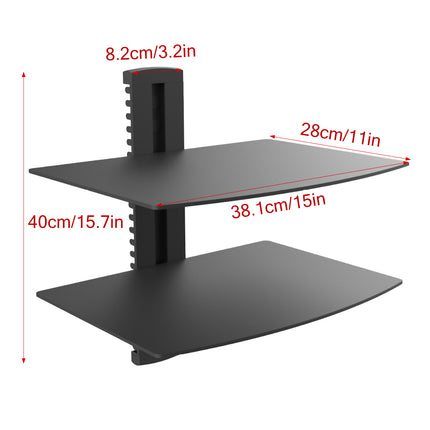 2-Tier Set-Top Box Mount Sturdy for DVR DVD Player Media Storage Home Use