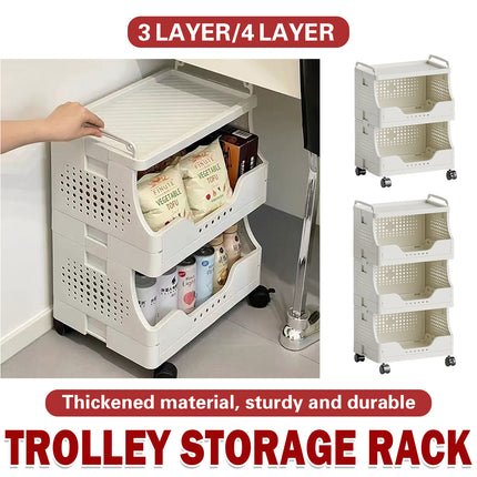 Movable Rolling Cart Storage Shelf With Wheels For Home Kitchen Bathroom Durable