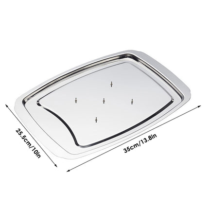 Stainless Steel Grill Plate Meat Roasting Tray with Spikes Barbecue Rack Tool