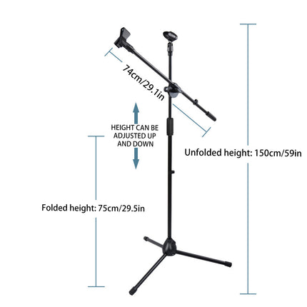 Foldable Adjustable Microphone Tripod Stand Durable NonSlip Stage Studio Karaoke
