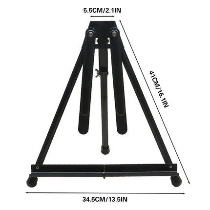 Black Aluminum Tabletop Easel Stand with Adjustable Arms for Art Painting Display