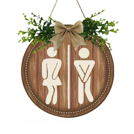 Wooden Toilet Signs Wall Hanging Gender Signage Decorative Bathroom Door Signs