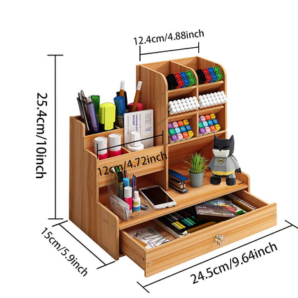 Desktop Office Organizer Large Storage Box Pen Holder Grid Rack Stationery