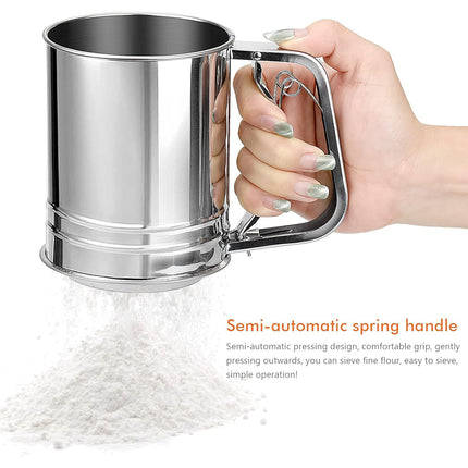 Stainless Steel Handheld Flour Sieve Home Filter Mesh Sieve Baking Tool Durable