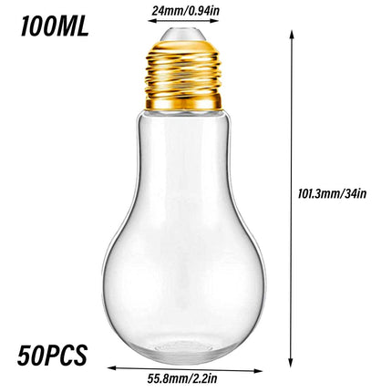 50PCS 100ML Transparent Bulb Bottle Plastic Candy Jar Storage Container Reusable