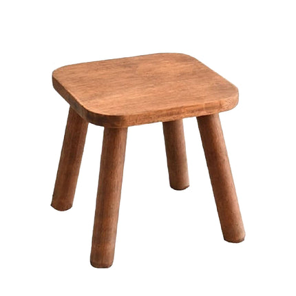 Solid Wood Low Stool in Walnut with Rounded Corners for Entryway