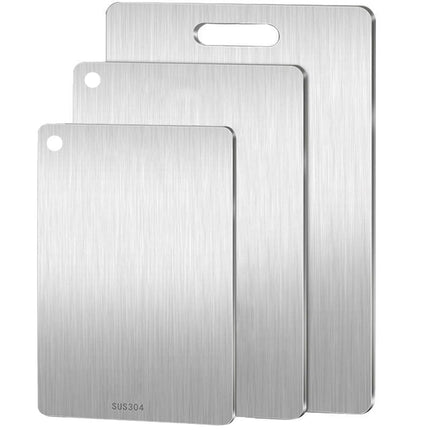 3pcs Stainless Steel Cutting Board Set Kitchen Home Food Prep Durable Non Slip