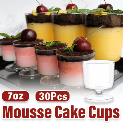 30pcs Clear Hard Plastic Mousse Cake Cup Pudding Ice Cream Dessert Serving Cups