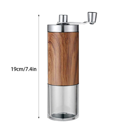 Manual Hand Crank Coffee Grinder Adjustable Burr Mill Wood Grain Portable