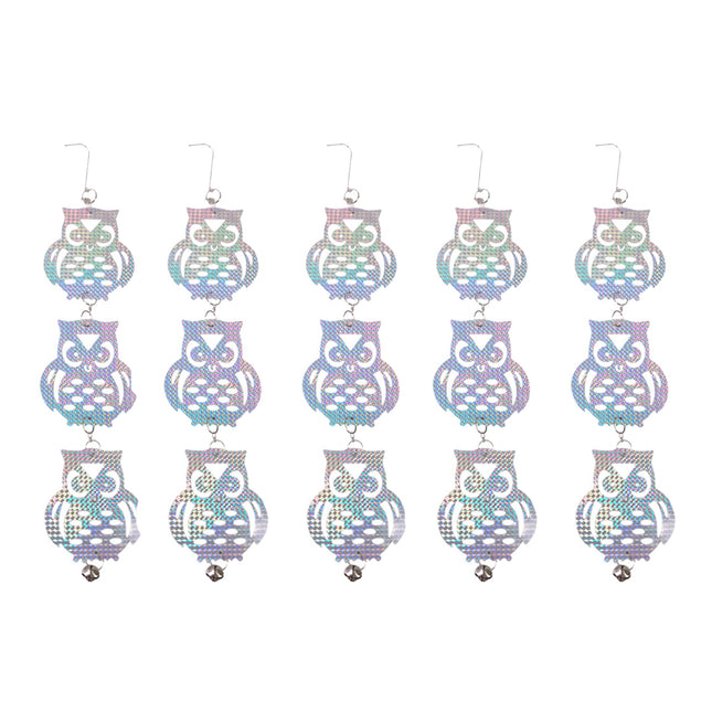5Pcs Hanging Reflective Bird Scare Disc With Bell For Garden Farm Pest Control