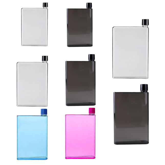 Flat Water Bottle Portable Plastic Memo Cup Slim Drink Bottle 350ml 420ml 750ml
