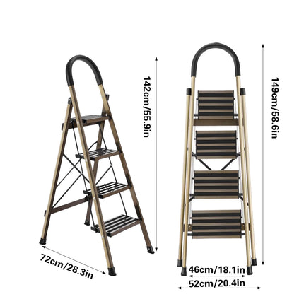 4 Step Home Folding Ladder Anti-Slip 150KG Load Capacity Space Saving Sturdy