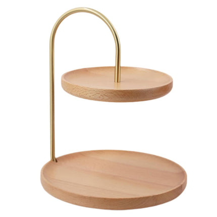 Two Layer Wooden Candy Tray Dessert Display Plate Stand Kitchen Storage Organizer