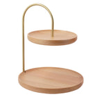 Two Layer Wooden Candy Tray Dessert Display Plate Stand Kitchen Storage Organizer