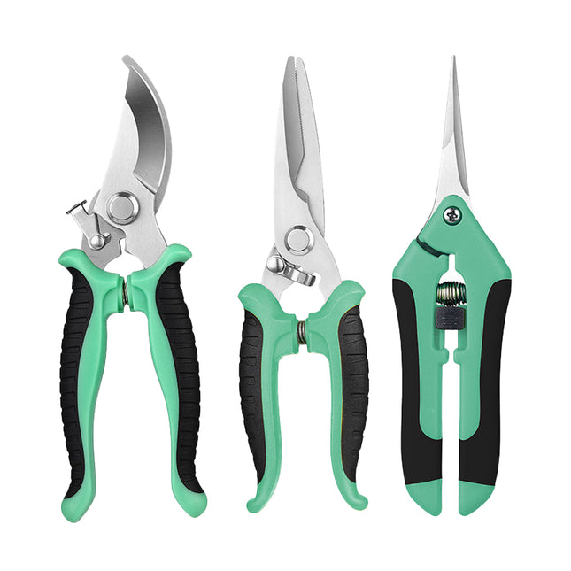 3PCS Stainless Steel Garden Shears Set Multi Function for Pruning Trimming Plants