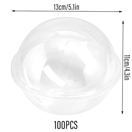 100pcs Transparent Round Ball Packing Box Cake Candy Baking Storage Container