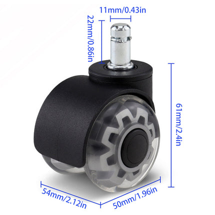 5PCS Silent Office Chair Caster Wheels Transparent Double Roller Replacement Set