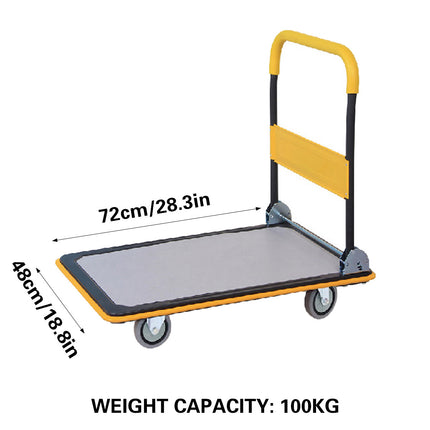 Compact Foldable Platform Trolley Cart Steel Deck Swivel Wheels Home Warehouse