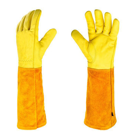Long Cuff Cowhide Garden Gloves Protective Work Gloves for Gardening Pruning