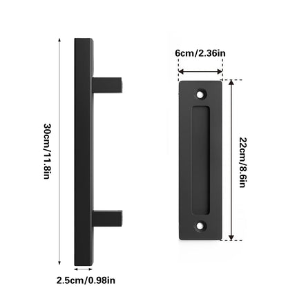 Black Carbon Steel Door Handle Easy to Install Durable Sturdy for Home Barn Door