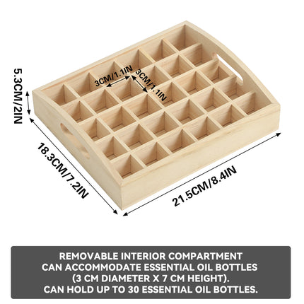 Essential Oil Tray 15ml Capacity 30 Grid Solid Wood Organize Display Storage