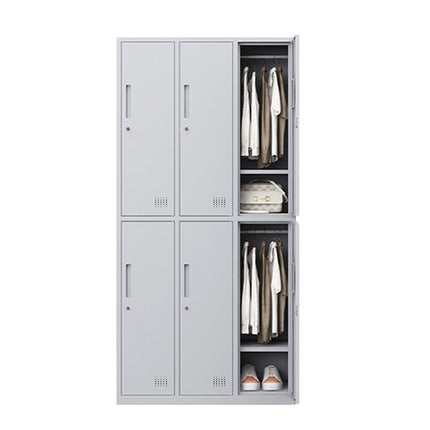 2 Tier Steel 6 Compartment Office Filing Storage Cabinet with Lock and Shelf
