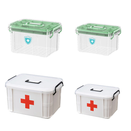 Medicine Storage Box Transparent Multi Layer First Aid 2 Sizes 2 Colours