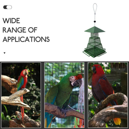 Metal Bird Feeder Outdoor Hanging Garden Wild Bird Gazebo Roof Retractable Wire