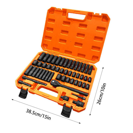 Mechanic Impact Socket Set 50pc Ratchet Wrench Extension Bar with Work Gloves