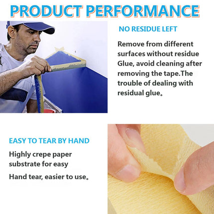 Crepe Paper Masking Tape Curve Paint Hand Tearable No Residue 2.5cm x 50m