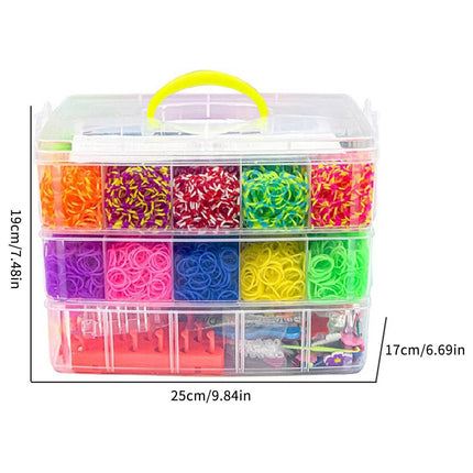 15000Pcs Rainbow Rubber Bands with 3 Layer Storage Case Weaving DIY Craft Set