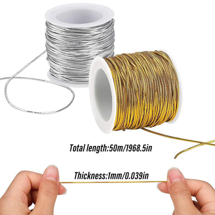 Elastic Rope Cord 10pcs Gold Silver Stretch String for DIY Craft Gift Wrapping
