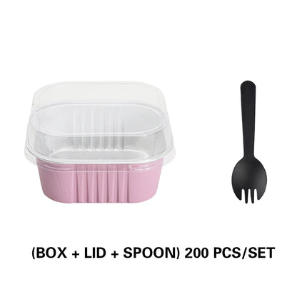 Foil Dessert Cups with Lid and Spork 200PCS Cake Containers Takeaway Party