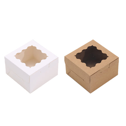 50PCS Cake Packaging Boxes Transparent Window Design 10.2x10.2x6.7cm Durable