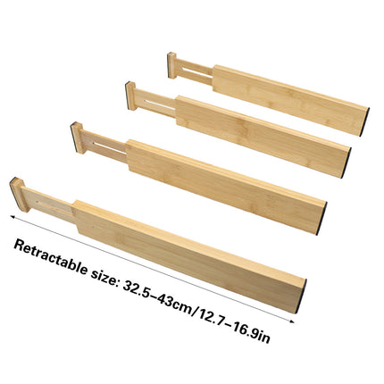 4PCS Bamboo Drawer Retractable Partitions Durable for Home Kitchen Desk Use